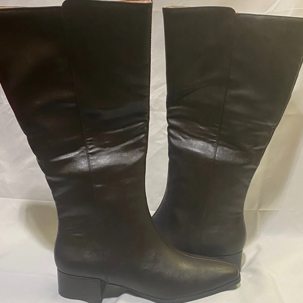 ELEGANT JOUNEE COLLECTION DEVRI KNEE HIGH BOOTS IN‎ VEGAN LEATHER